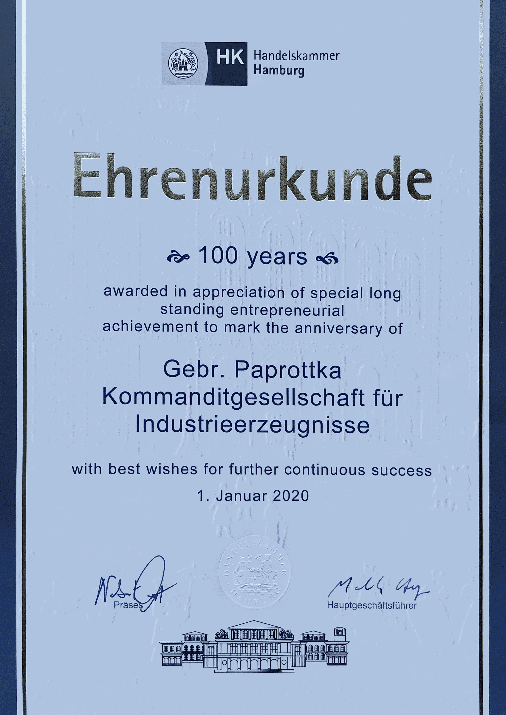 100 Years History Certificate 100 Years History Certificate